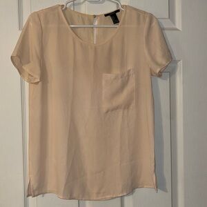 F21 Light Pink Short Sleeve Blouse - Small